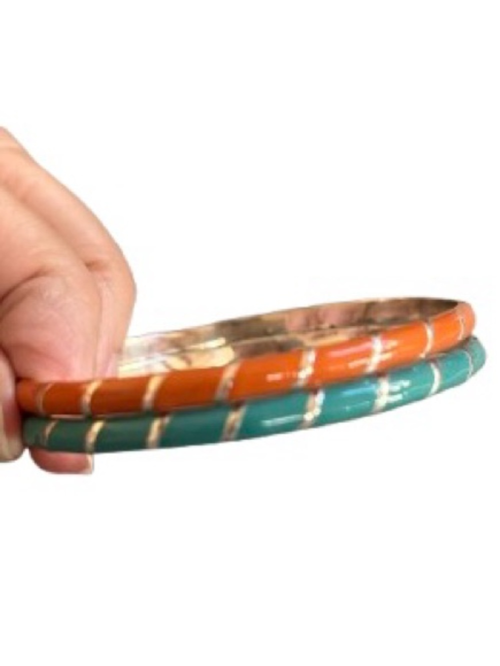 Brighton Orange and Teal Enamel Bangle Bracelets Set (Retired)